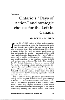 Ontario`s "Days of Action" and strategic choices for the Left in Canada