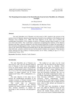 The Morphological description of the Dental Remains from the Early