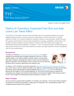 District of Columbia`s Expanded Paid Sick Leave Law Takes