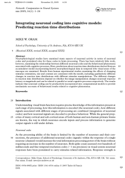 Integrating neuronal coding into cognitive models: Predicting