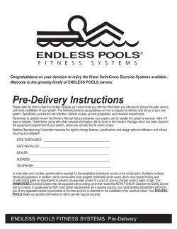 Pre-Delivery Instructions - Endless Pools Fitness Systems