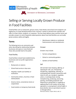 Selling or Serving Locally Grown Produce in Food Facilities
