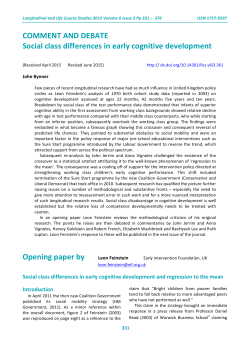 COMMENT AND DEBATE Social class differences in early cognitive