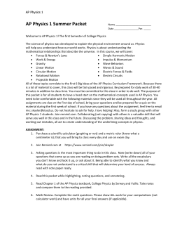 Summer assignment 2017 - San Leandro Unified School District