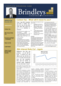 Carbon Tax - What will it mean to you? RBA Interest Rate Cut