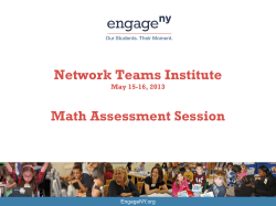 Network Teams Institute May 15-16, 2013 Math