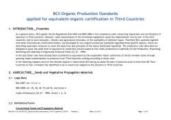 BCS Organic Production Standards applied for equivalent organic