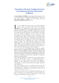 The Impact Of Anti&ndash;Corruption Law In Companies` Judicial Recovery