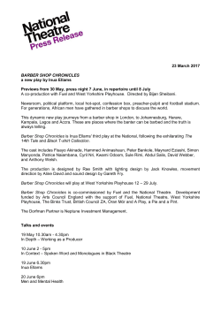 23 March 2017 BARBER SHOP CHRONICLES a new play by Inua