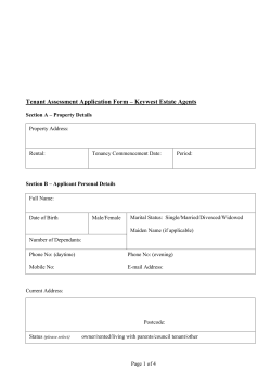 Tenant Assessment Application Form – Keywest Estate Agents