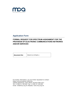 Formal Request for Spectrum Assignment for the Provision of