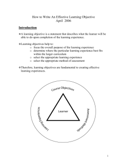 How to Write A Learning Objective
