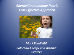 Allergy/Immunology Pearls Cost Case Based Approach