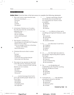 Called by God 31 CHAPTER 1 ASSESSMENT Multiple Choice
