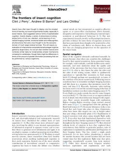 The frontiers of insect cognition - Chittka Lab