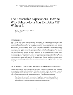 The Reasonable Expectations Doctrine: Why