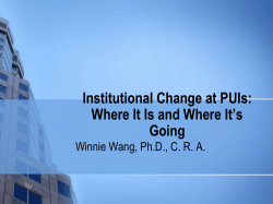 Institutional Change at PUIs - Research Support and Operations