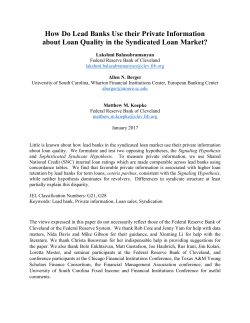 How Do Lead Banks Use their Private Information about Loan