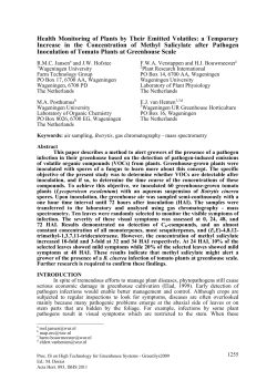 Health Monitoring of Plants by Their Emitted Volatiles