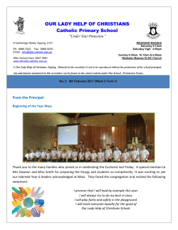 From the Acting Principal - Our Lady Help of Christians