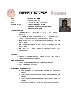 CURRICULAM VITAE Name : DANDAMUDI V. LENIN E