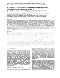 sulphide reactivity within cemented paste backfill: oxygen