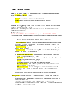 Human Memory. - Course Notes