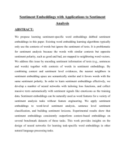 Sentiment Embeddings with Applications to Sentiment