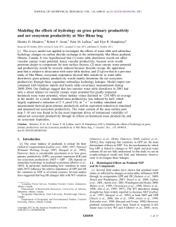 Modeling the effects of hydrology on gross primary productivity and