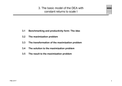 3. The basic model of the DEA with constant returns to scale I