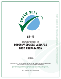 GS-18 Green Seal Standard for Paper Products Used for Food