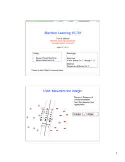 Maximize the margin - Carnegie Mellon University