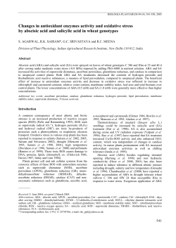 Changes in antioxidant enzymes activity and oxidative stress by