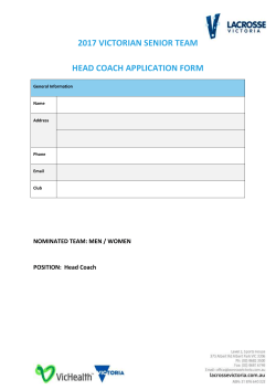 2017 Victorian Senior Team - Assistant Coach
