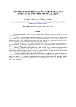 THE OBTAINING OF IRON RED PIGMENT FROM SLUDGE