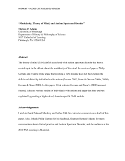 Modularity, Theory of Mind, and Autism Spectrum - Philsci