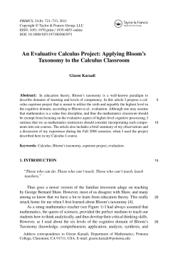 Applying Bloom`s Taxonomy to the Calculus Classroom