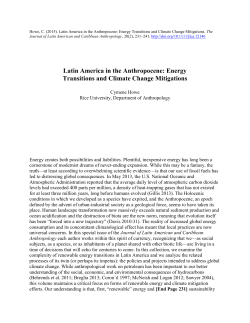 Latin America in the Anthropocene: Energy Transitions and Climate