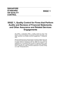 SSQC 1 SSQC 1, Quality Control for Firms that Perform