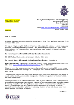 event notification form - Mansfield District Council