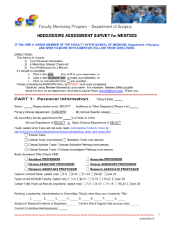 Mentoring Needs/Desire Assessment Survey for Mentees