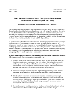 Santa Barbara Foundation Makes First Quarter Investments of More
