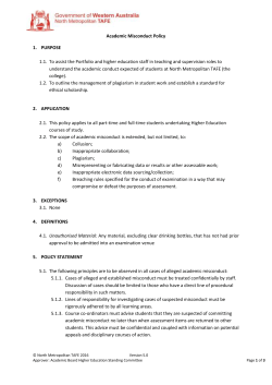 Academic Misconduct Policy PURPOSE To assist the Portfolio and