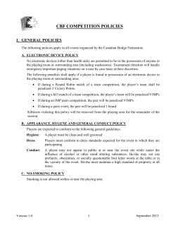 II. Policies Specific to Canadian National Team Championships