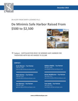 De Minimis Safe Harbor Raised From $500 to $2500