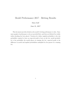 Model Performance 2017 : Betting Results