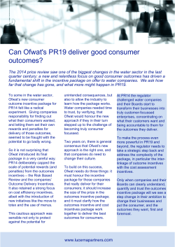 Can Ofwat`s PR19 deliver good consumer
