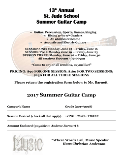 13th Annual Summer Guitar Camp Registration