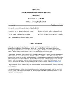 EDUC 157x Poverty, Inequality and Education Workshop Autumn