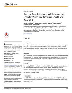 German Translation and Validation of the Cognitive Style